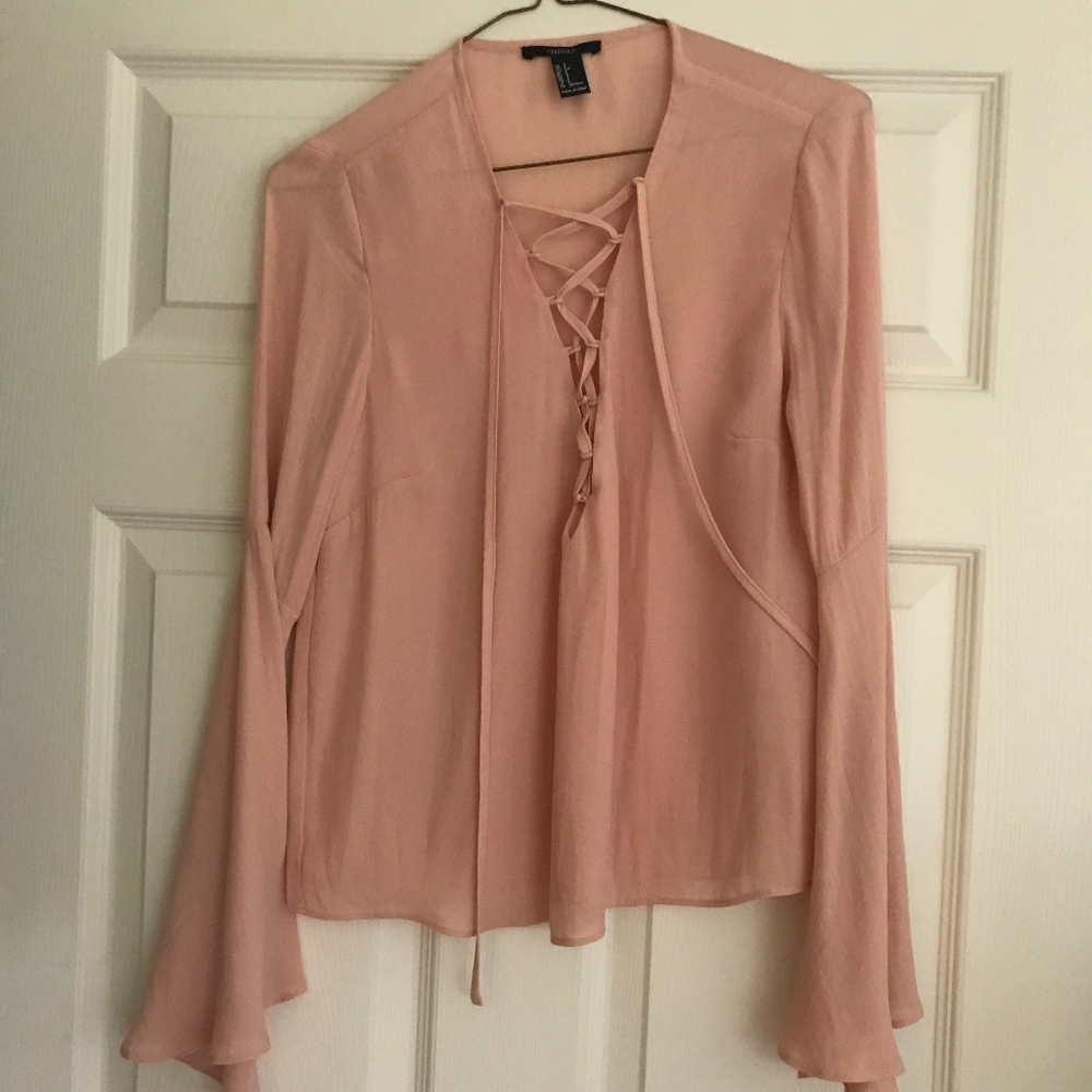 tie-up blouse - pale pink